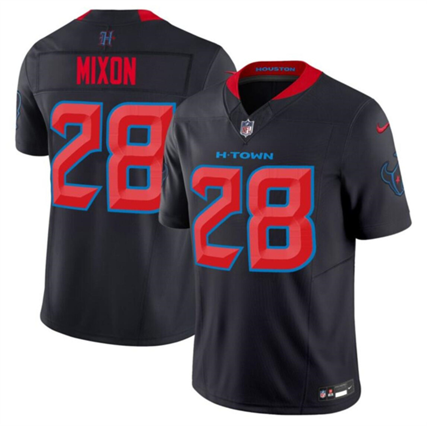 Men's Navy Houston Texans #28 Joe Mixon 2024 2nd Alternate F.U.S.E Vapor Stitched jersey
